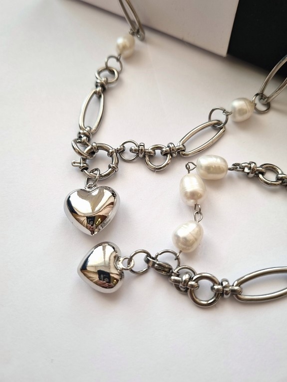 Цепь с жемчугом и браслет