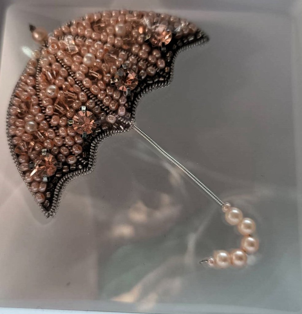 Брошь «Зонтик-розовый»