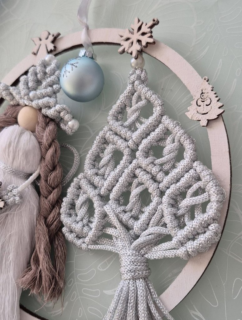 Панно новогоднее макраме