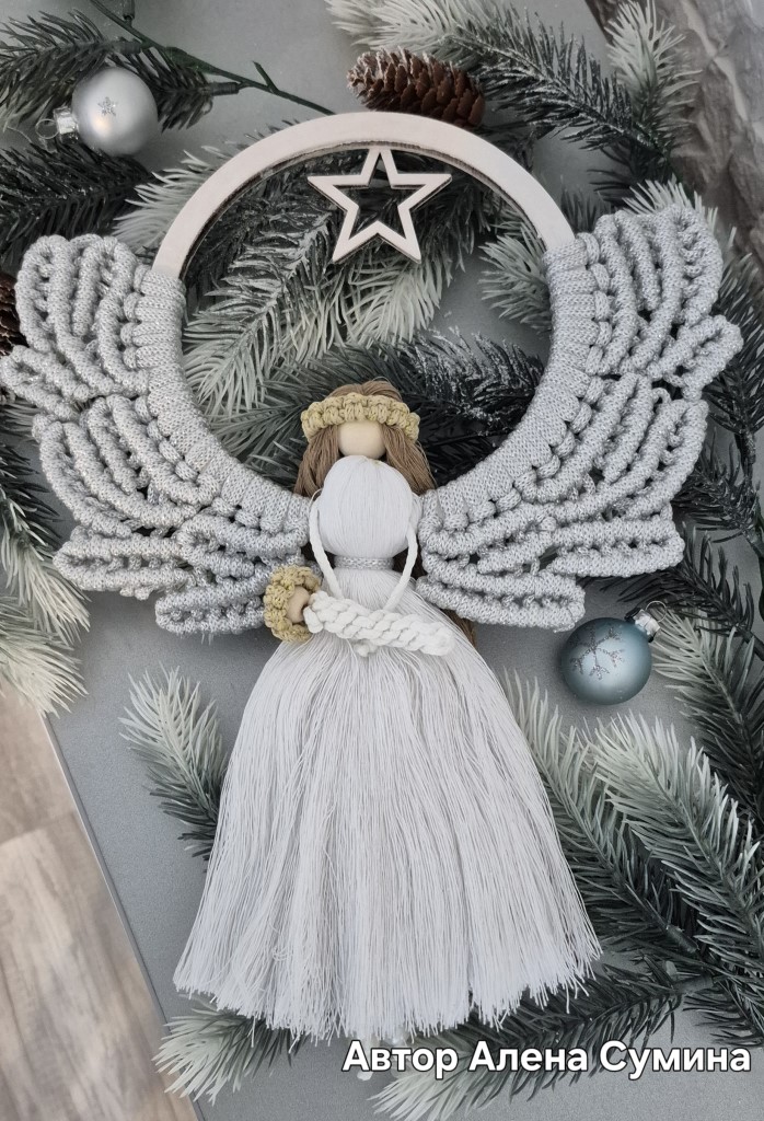 Ангел макраме панно