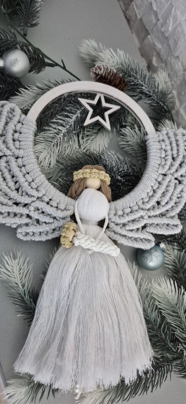 Ангел макраме панно