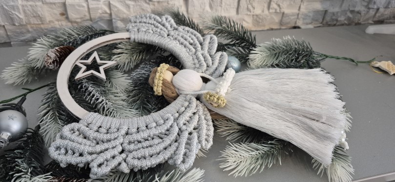 Ангел макраме панно