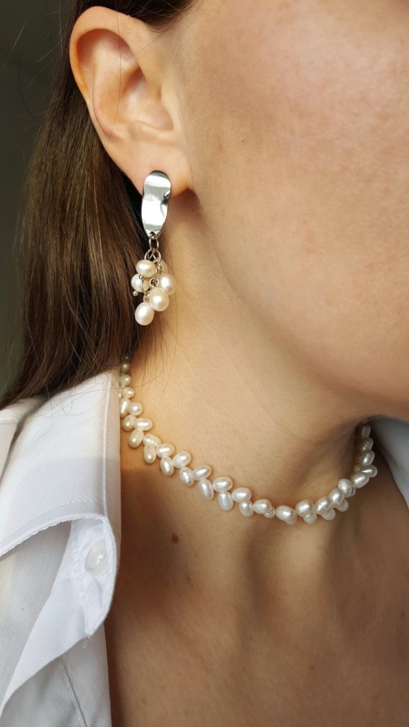 Серьги жемчуг грозди