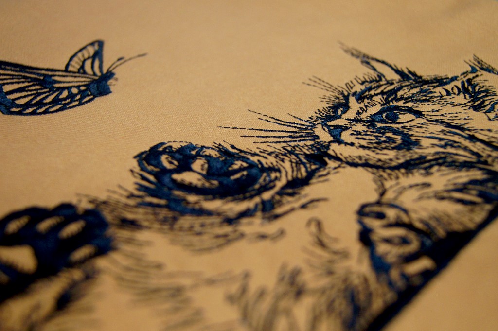 Сумка-шоппер с вышивкой Котенок с бабочкой