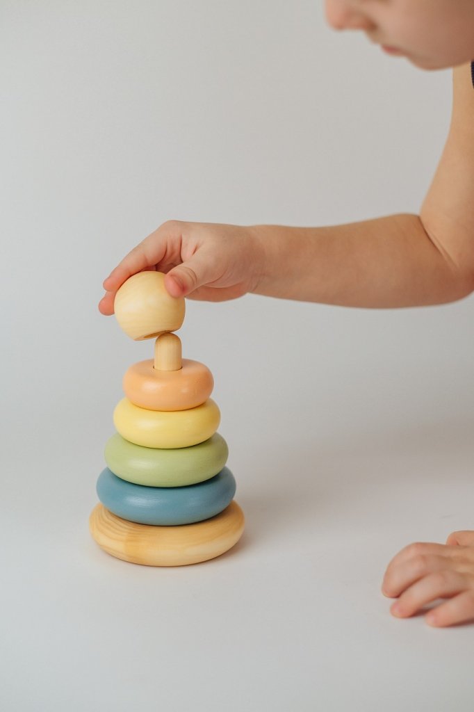 Пирамидка деревянная «Цветная»