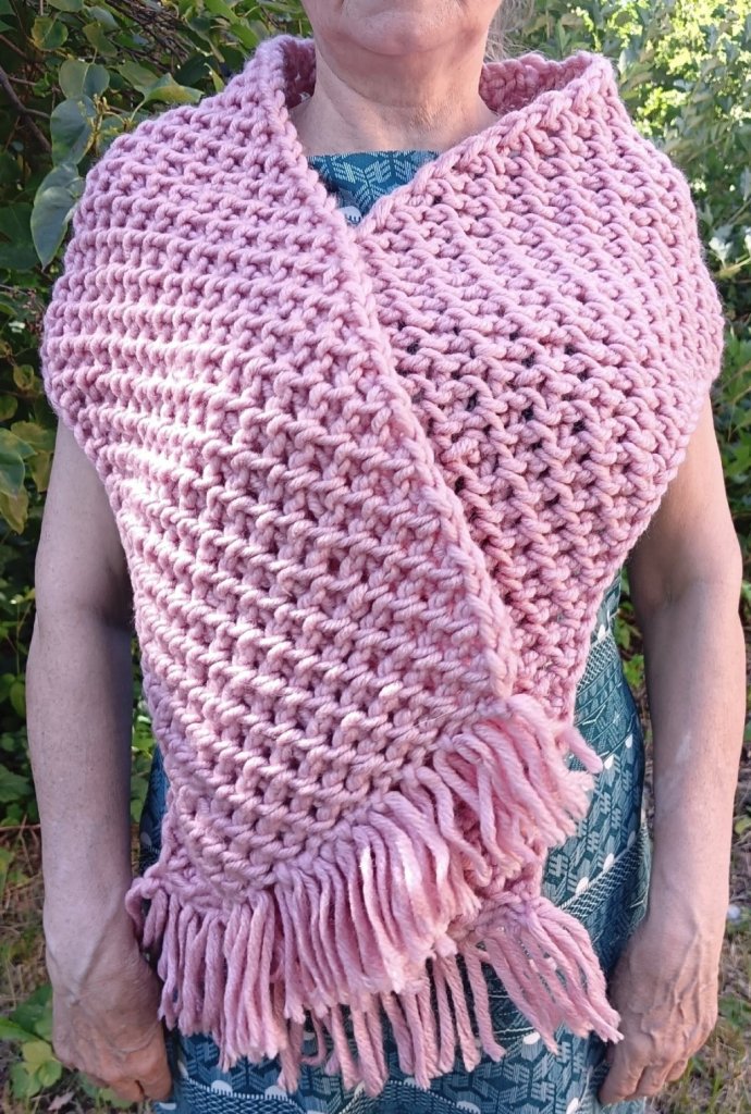 Шарф вафельный вязаный