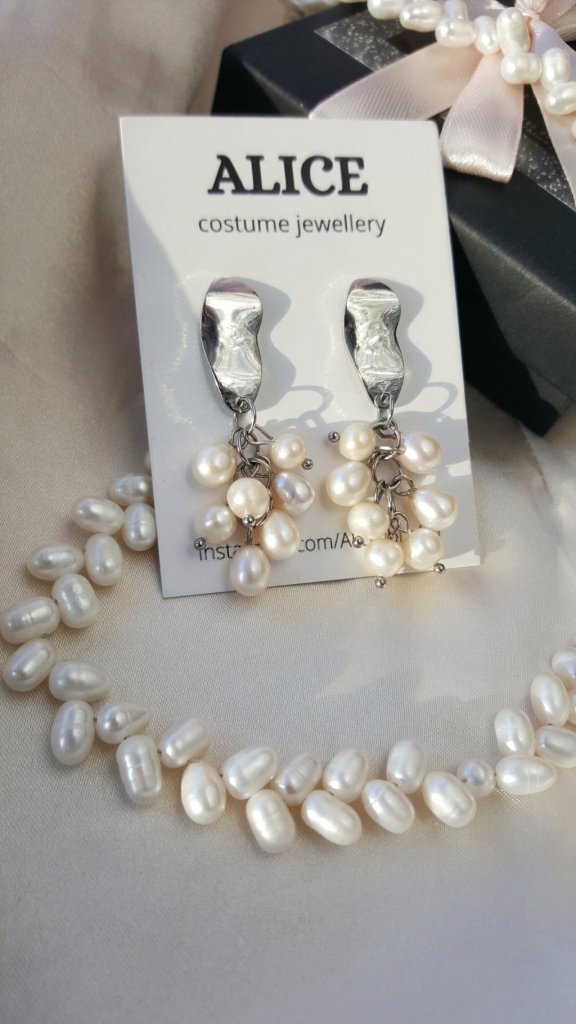 Серьги жемчуг грозди