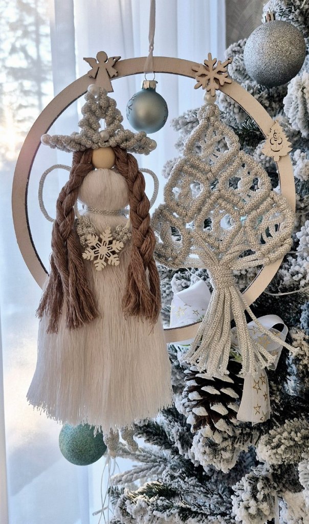 Панно новогоднее макраме