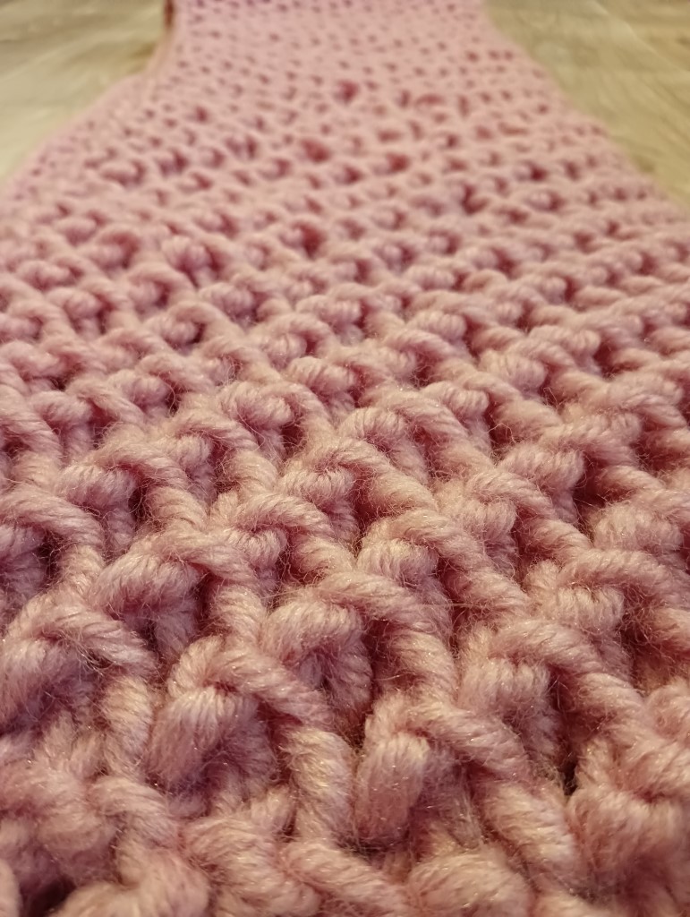 Шарф вафельный вязаный