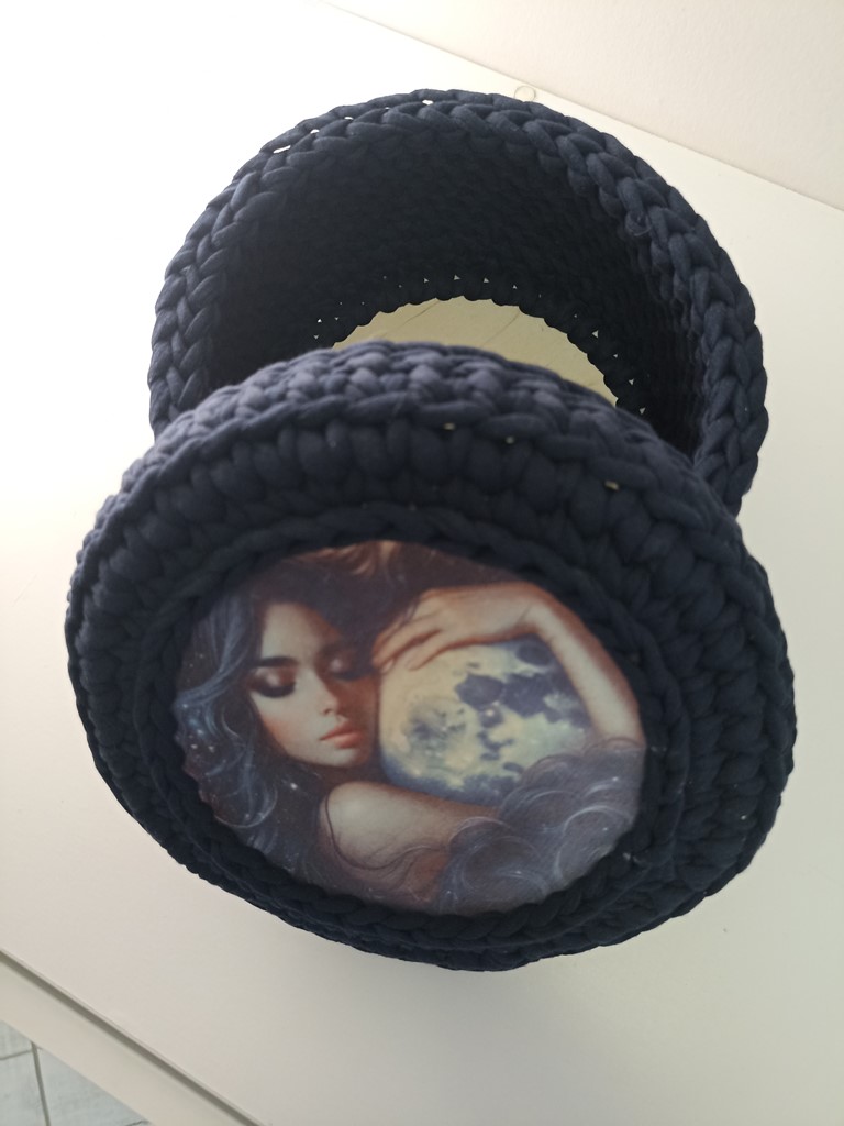 Корзинка для хранения из трикотажной пряжи с картинкой