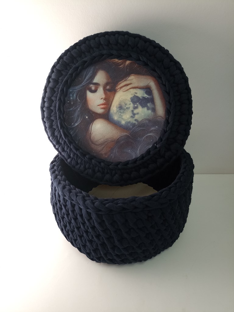 Корзинка для хранения из трикотажной пряжи с картинкой