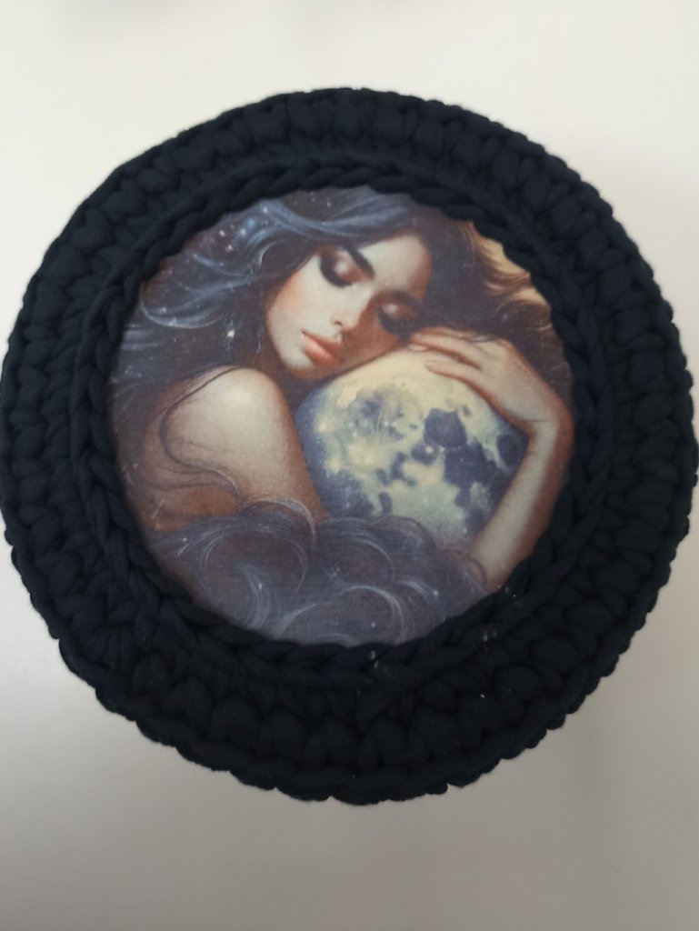 Корзинка для хранения из трикотажной пряжи с картинкой