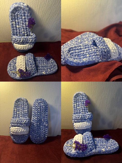 Тапочки домашние из трикотажной пряжи