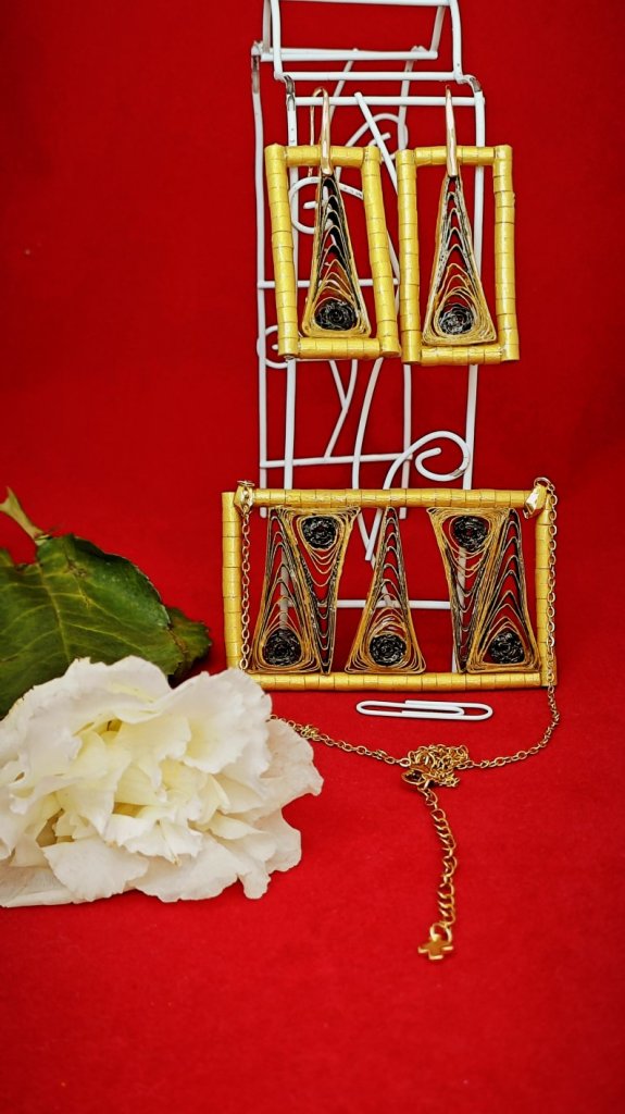 Комплект геометрический прямоугольники коричнево — золотые