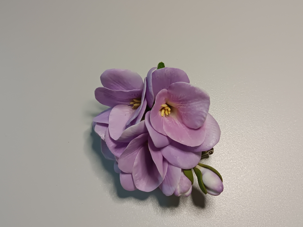 Брошь из фоамирана «Сиреневая гортензия»