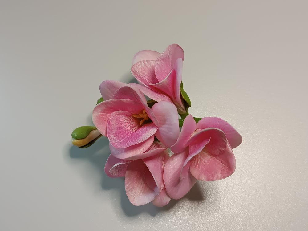 Брошь из фоамирана «Розовая гортензия»