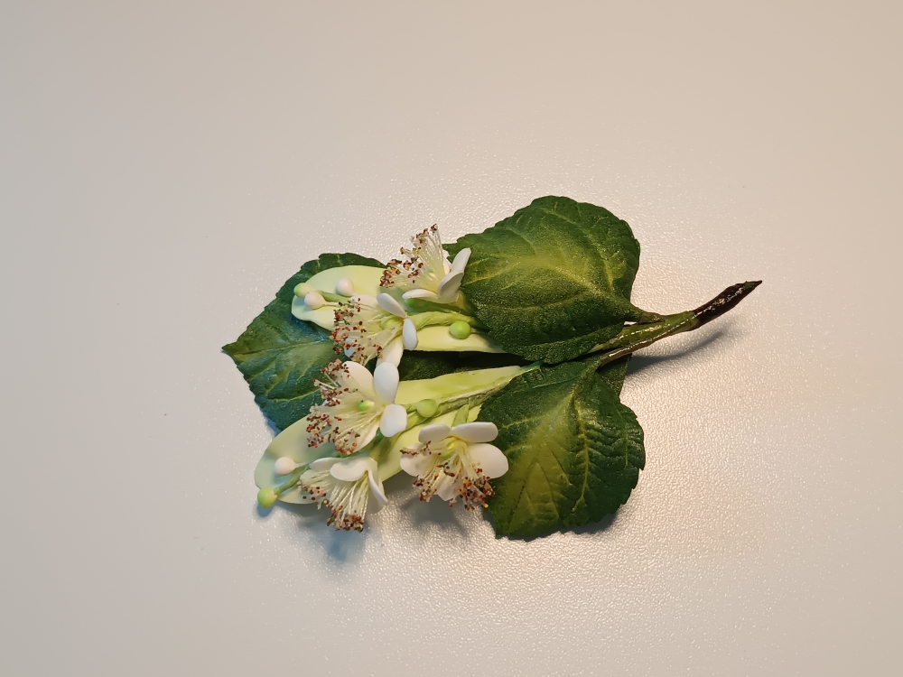 Брошь из фоамирана «Веточка липы»