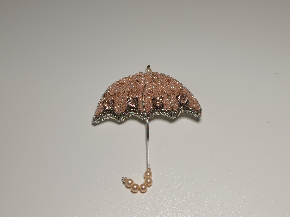 Брошь «Зонтик-розовый»