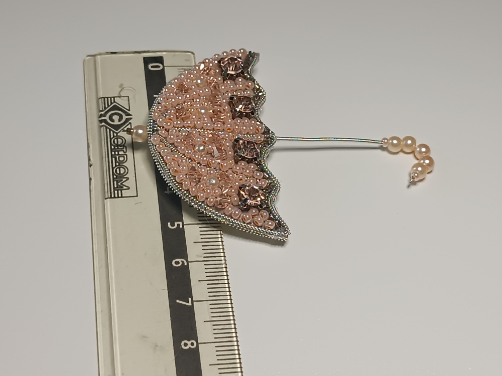 Брошь «Зонтик-розовый»