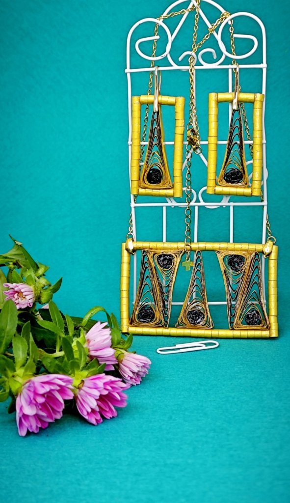 Комплект геометрический прямоугольники коричнево — золотые