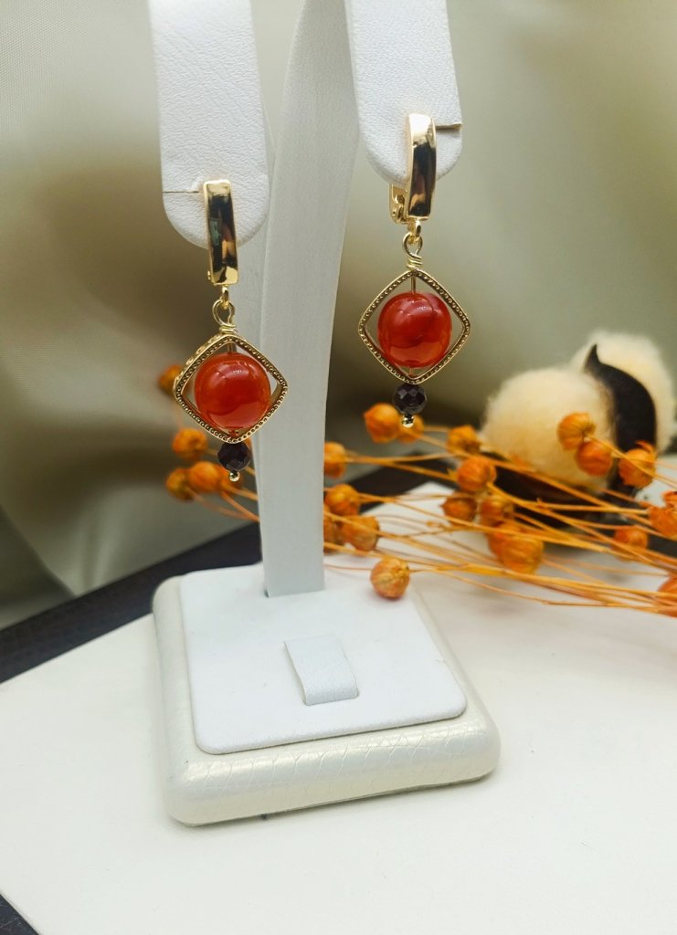 Серьги с сердоликом