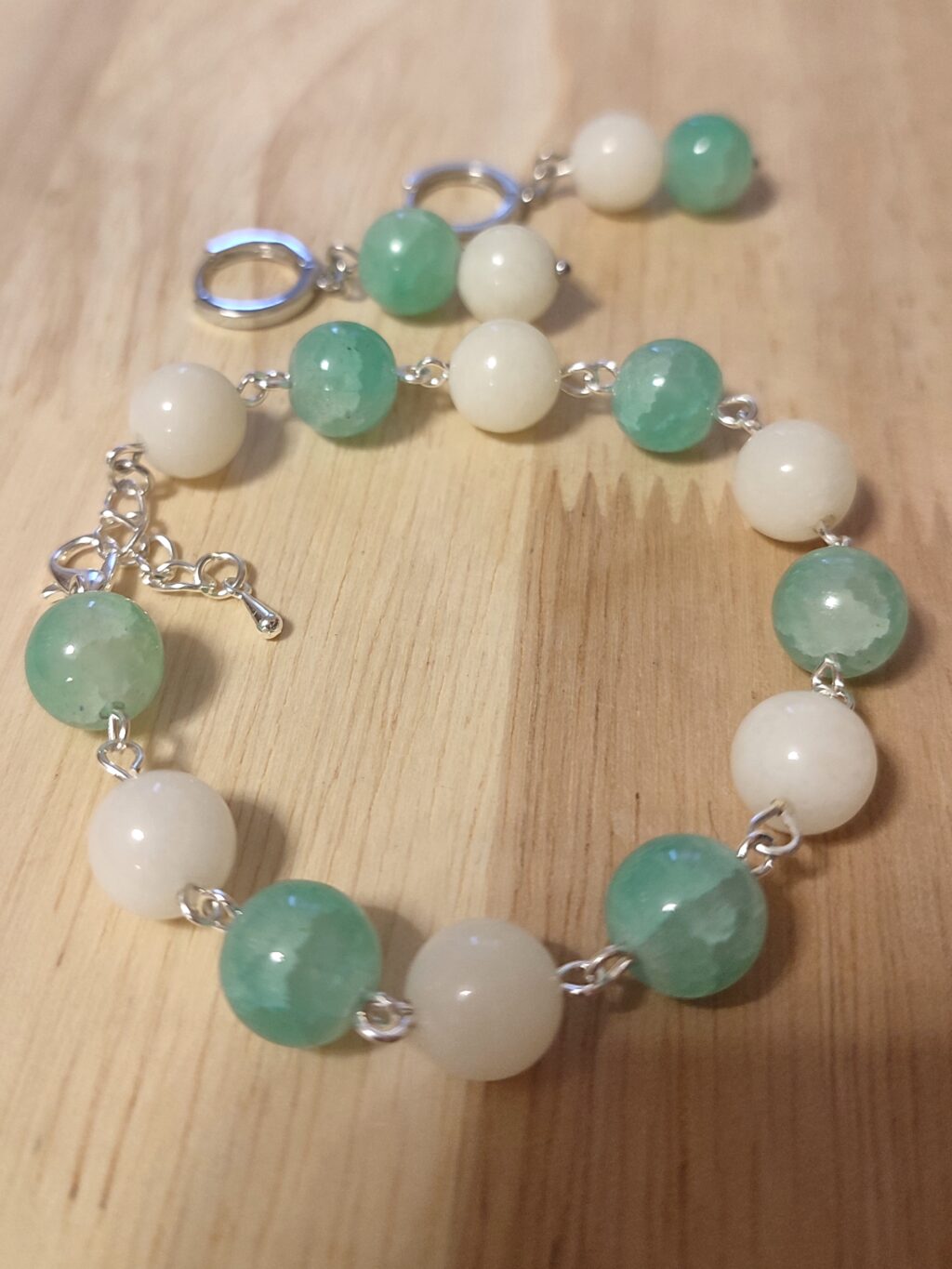 Комплект «Морская волна» с агатом и иск.нефритом