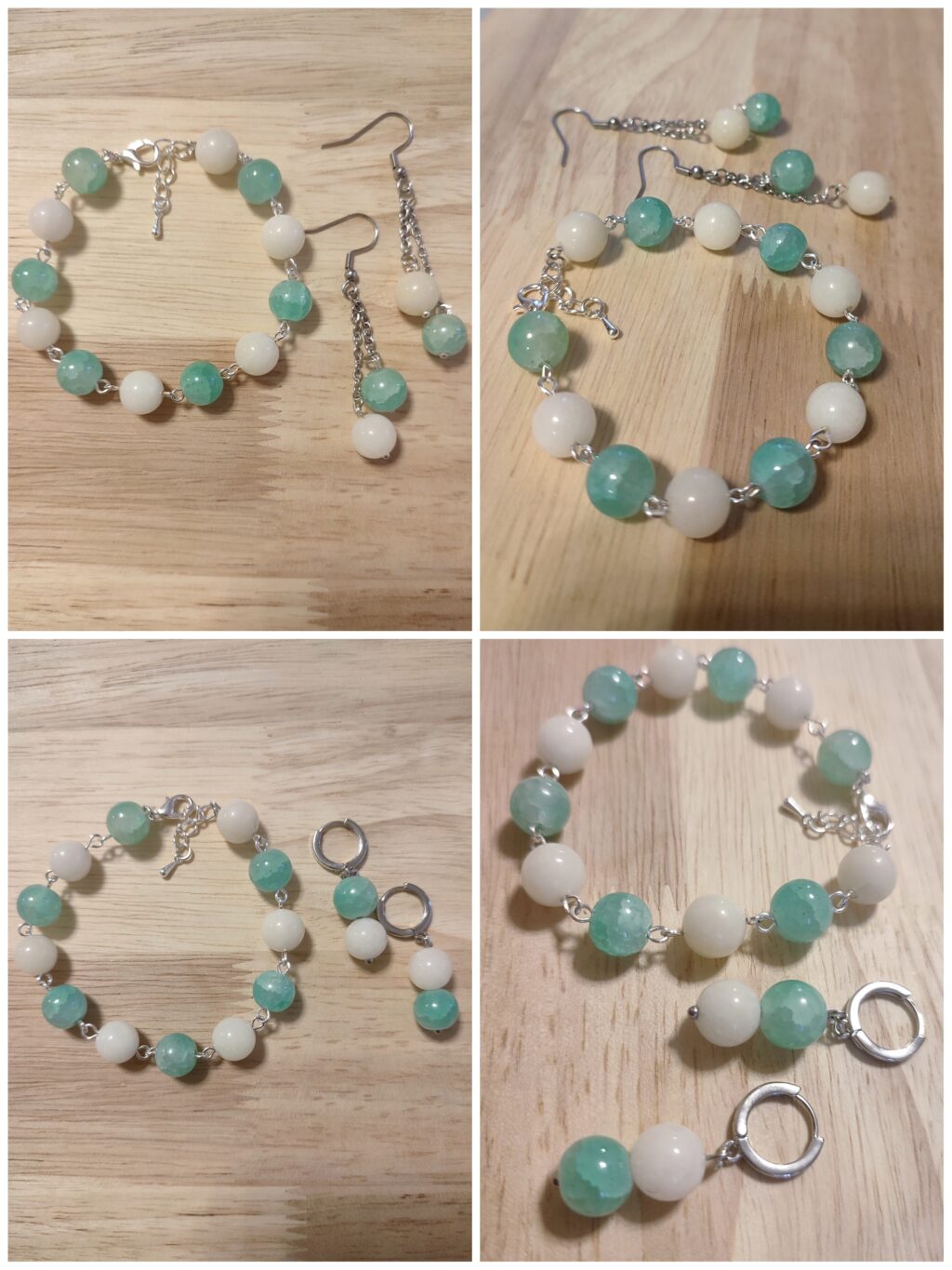 Комплект «Морская волна» с агатом и иск.нефритом