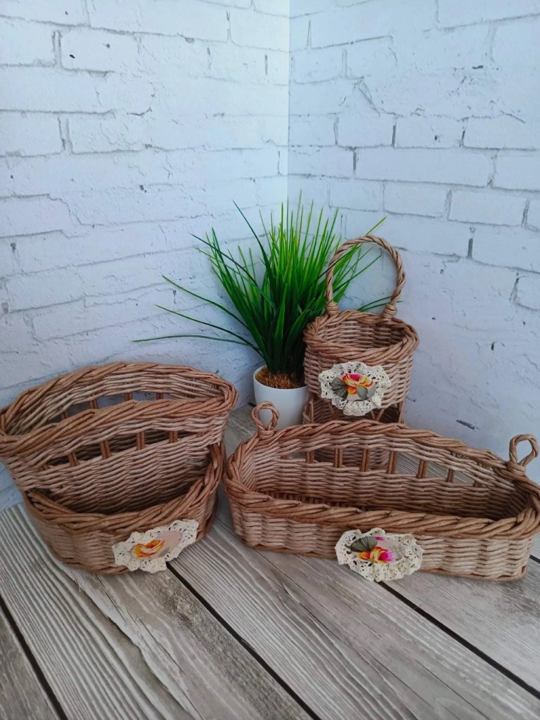 Плетенный кухонный набор