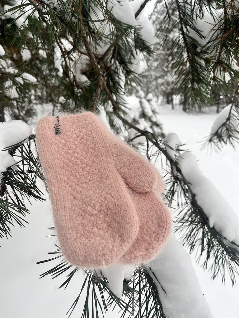 Варежки из пуха кролика