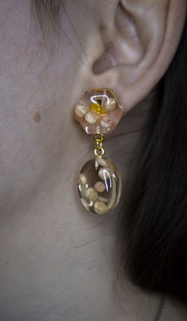 Серьги с розовыми цветами