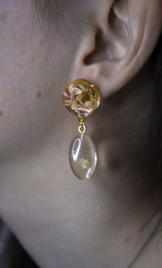 Серьги с розовыми цветами