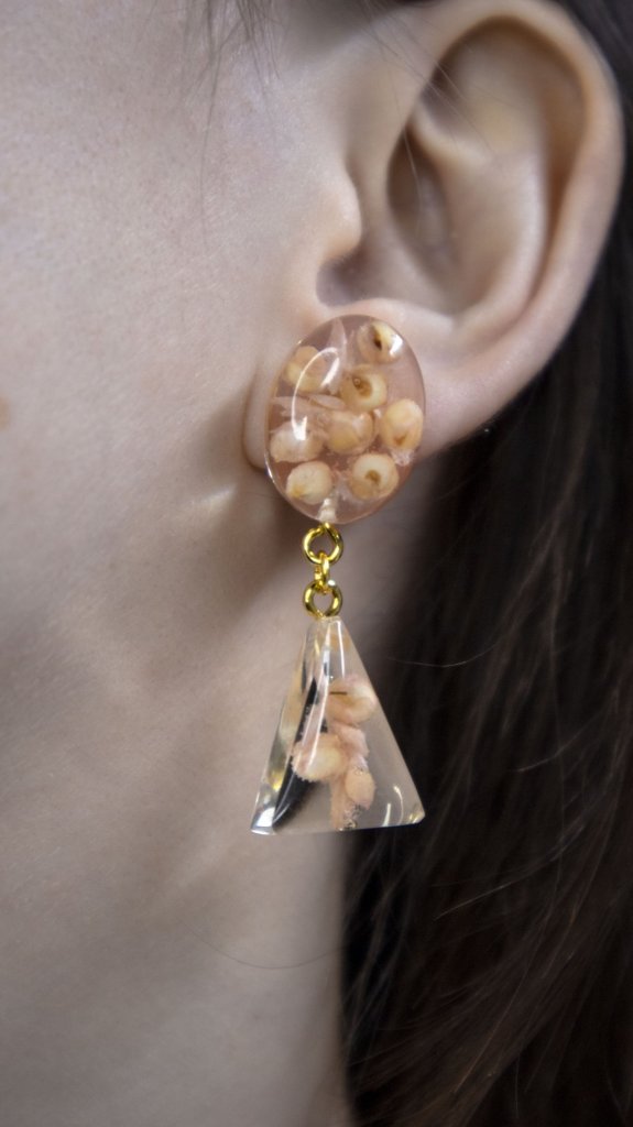 Серьги с розовыми цветами