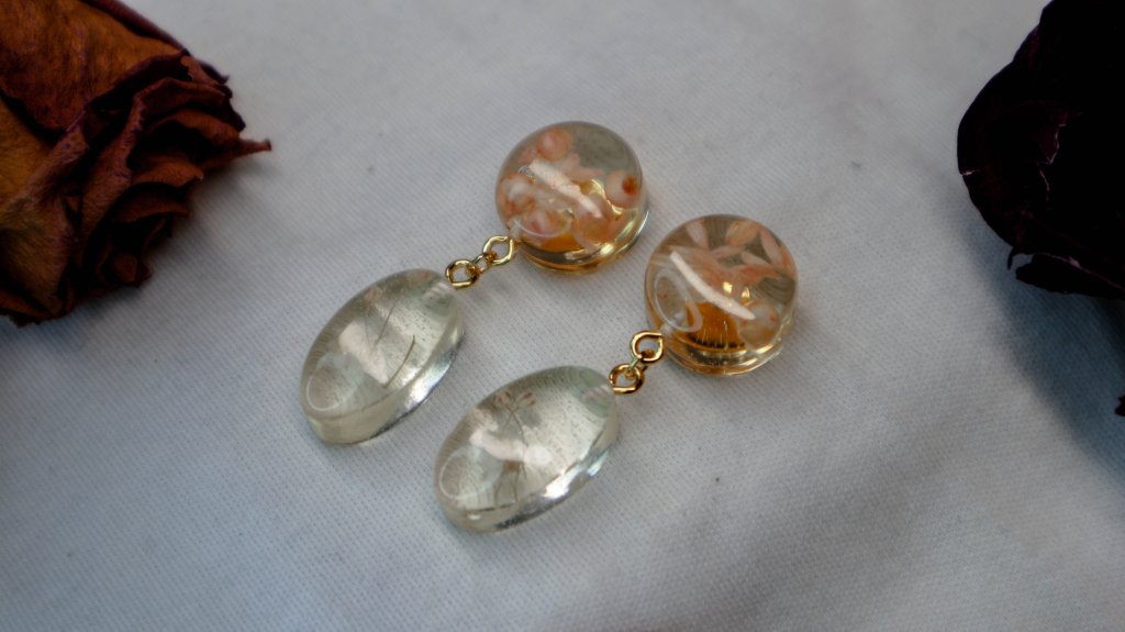 Серьги с розовыми цветами