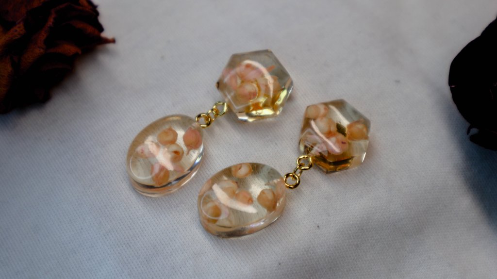 Серьги с розовыми цветами