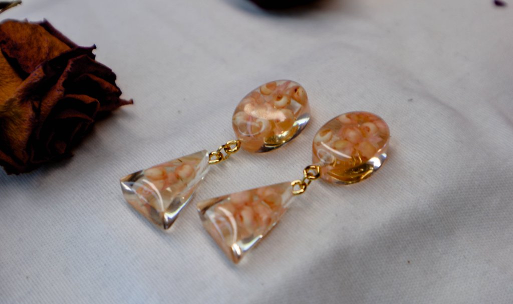 Серьги с розовыми цветами