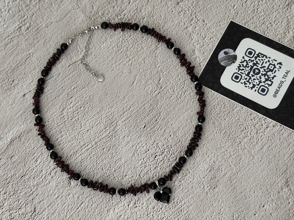 Чокер из натурального граната и агата