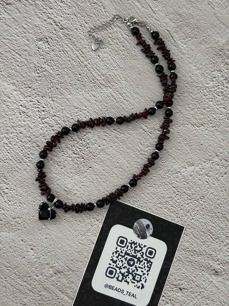 Чокер из натурального граната и агата