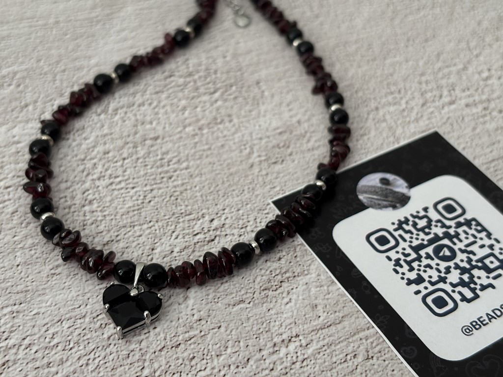 Чокер из натурального граната и агата