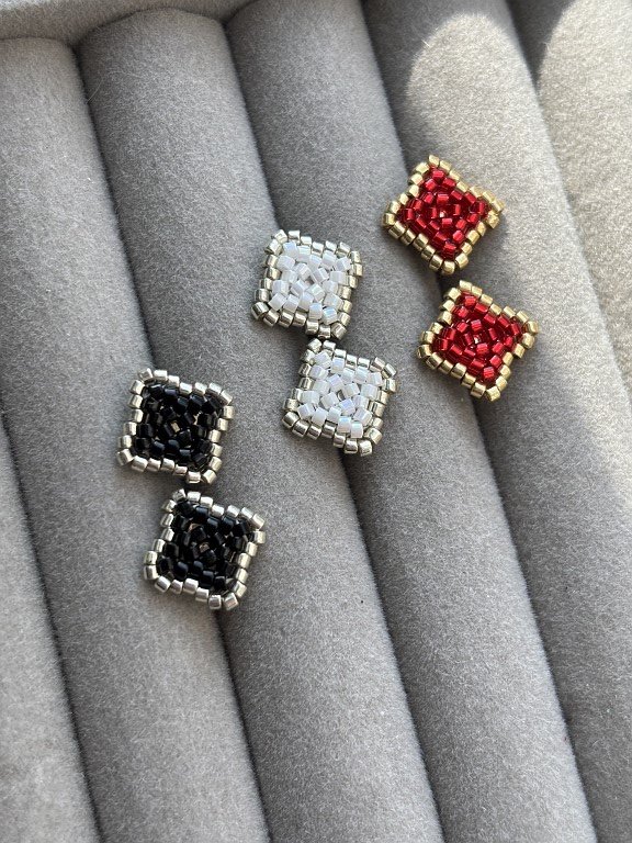 Серьги из японского бисера клевер