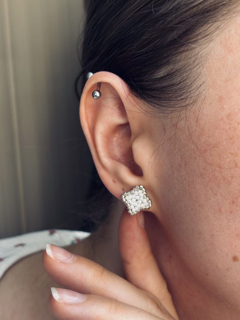 Серьги из японского бисера клевер