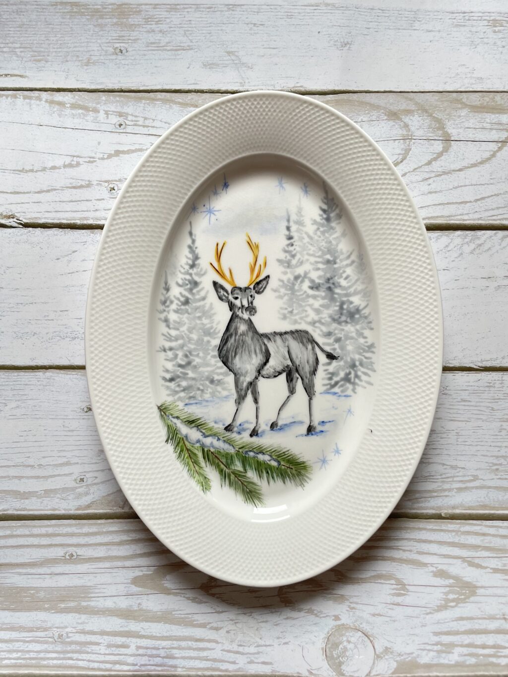 Блюдо новогоднее фарфор