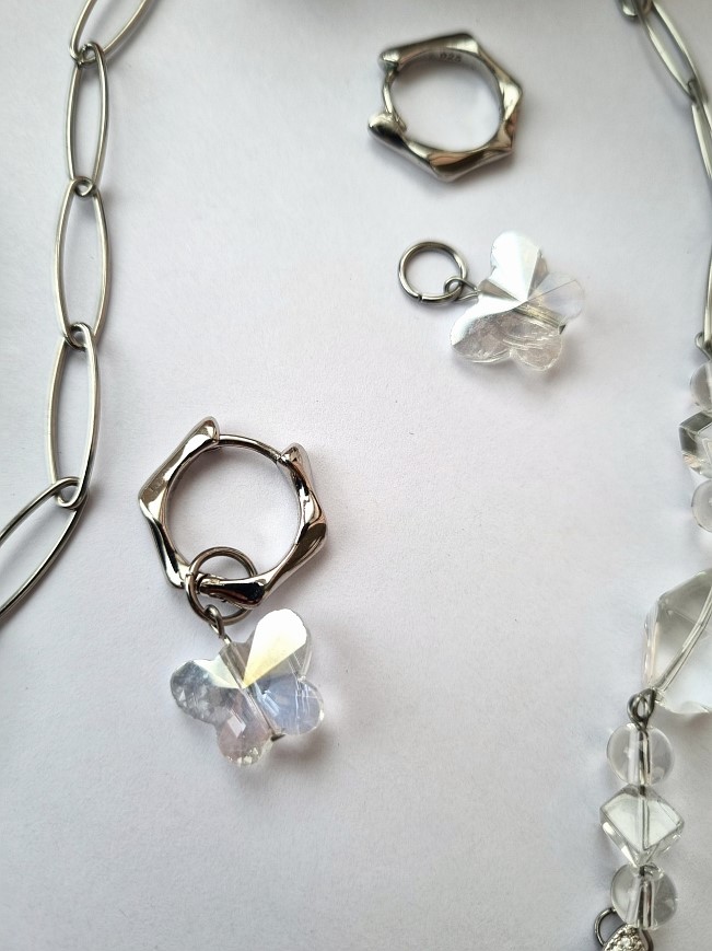 Колье горный хрусталь и фианиты