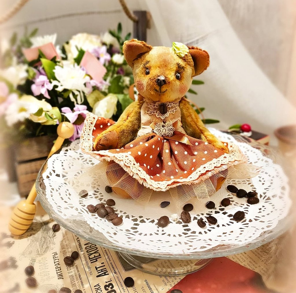 Тедди мишка Маффин Collection Dessert with coffee