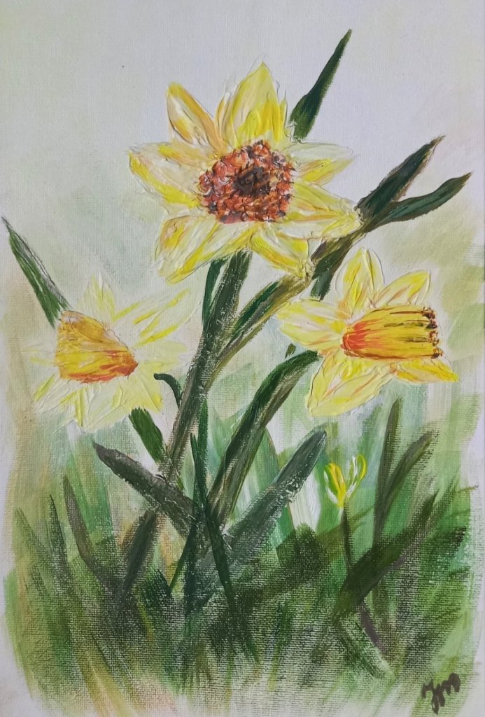 Текстурная картина Нарциссы. Май.