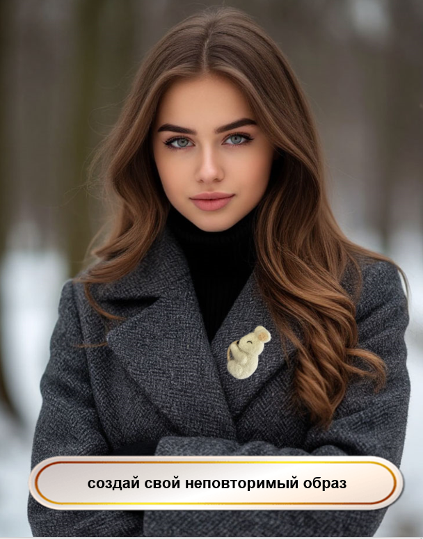 Брошка из шерсти спящий мышонок