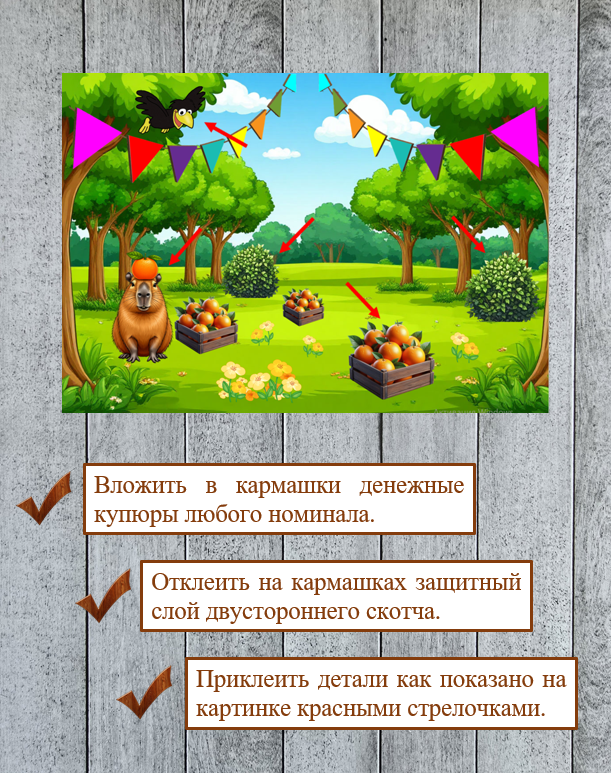 Открытка для денег капибара