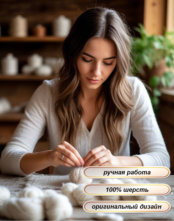 Брошка из шерсти спящий мышонок