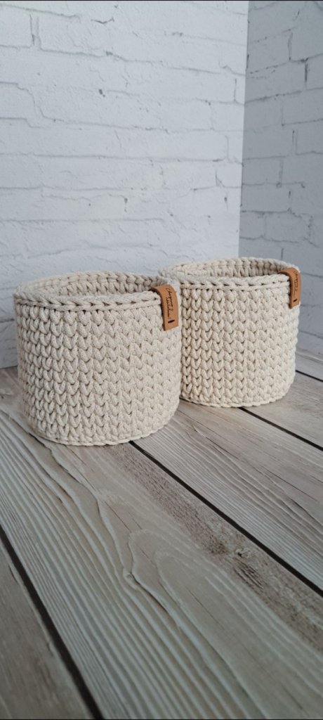 Вязаные корзинки из хлопкового шнура