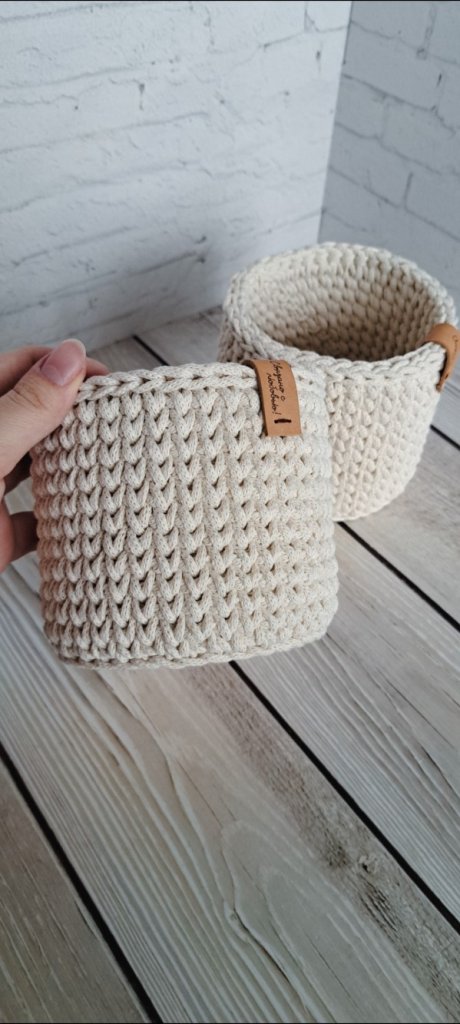 Вязаные корзинки из хлопкового шнура