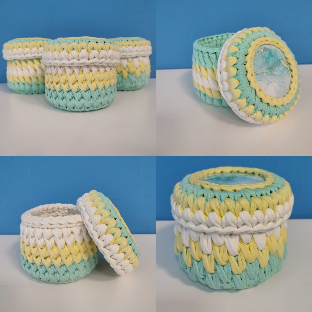 Шкатулка из трикотажной пряжи «Аквамарин»